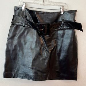 Genuine leather black skirt